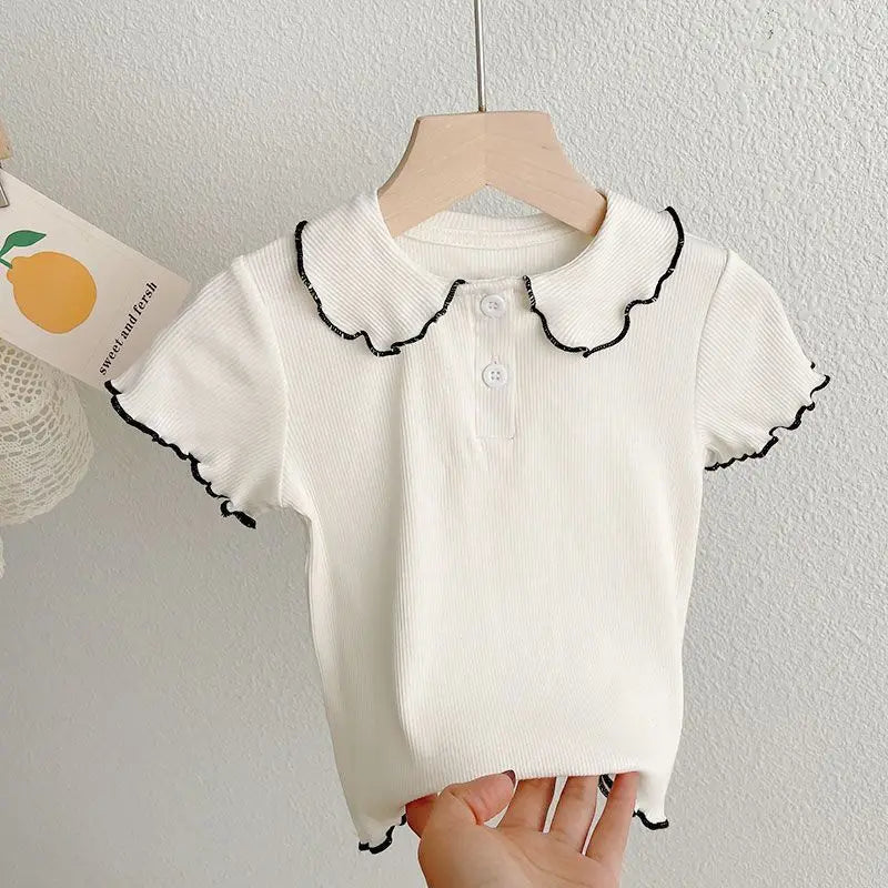 1pcs Kid Summer Cute Sweet Tee Childrens T-shirt Casual Fashion Short Sleeve T shirt Trendy Soft Girl Clothes Child Ice Silk Top