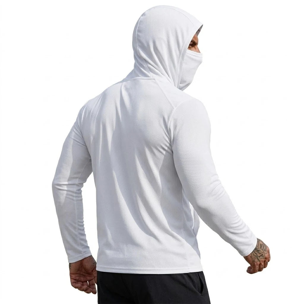 Mens UPF50+ Performance T-Shirt Hoodie Hiking Quick Dry Sweatshirts Sunscreen Fishing Wear Long Sleeve Sun Protection Tshirts