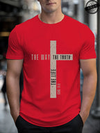 Mens Jesus Is King T-Shirts,The Way The Truth The Life Tops,Bible Verse Jesus Shirt,Mens Christian T-Shirt,Cross Vintage Tees