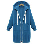 2024 Women's Autumn Winter ThickenHoodies Parkas Loose Hooded Jackets Zipper Pocket Maxi Size Sweatshirt Sports Dresses Outwear