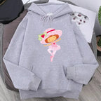 Cartoon Strawberry Women Hoodies Strawberry shortcake Hoodies Tops Long Sleeve Pockets Fashion Hooded Sweatshirts