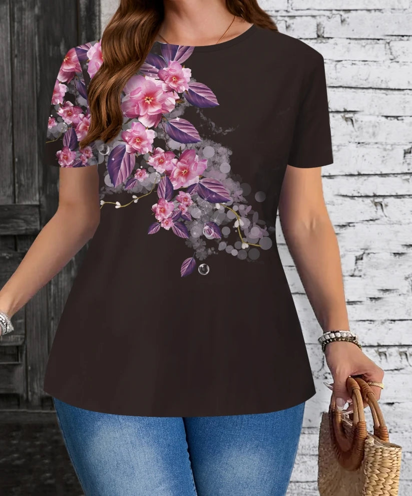 Plus Size Elegant Casual Woman T-Shirt Fashion Loose T-Shirt Woman Temperament Long sleeve T-Shirt Holiday Weekend