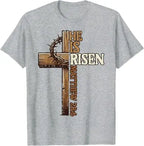 Easter Cross He Is Risen Jesus Christian Men Women T-Shirt Christian Cross Bible John 3:16 Reflection 0L3Q48 Saying Tee Novelty