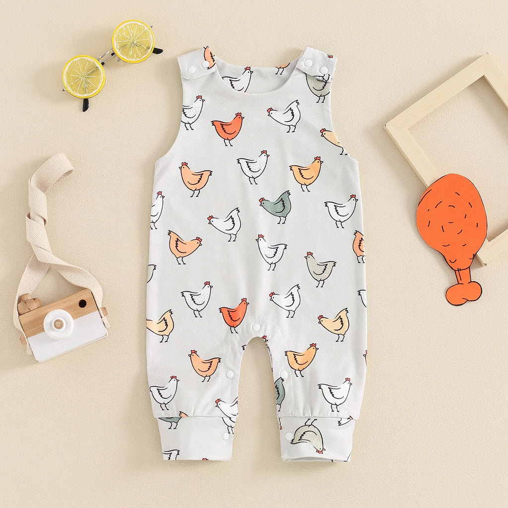 Citgeett Summer Infant Baby Girls Boys Rompers Print Straps Sleeveless Jumpsuits Overalls Clothes