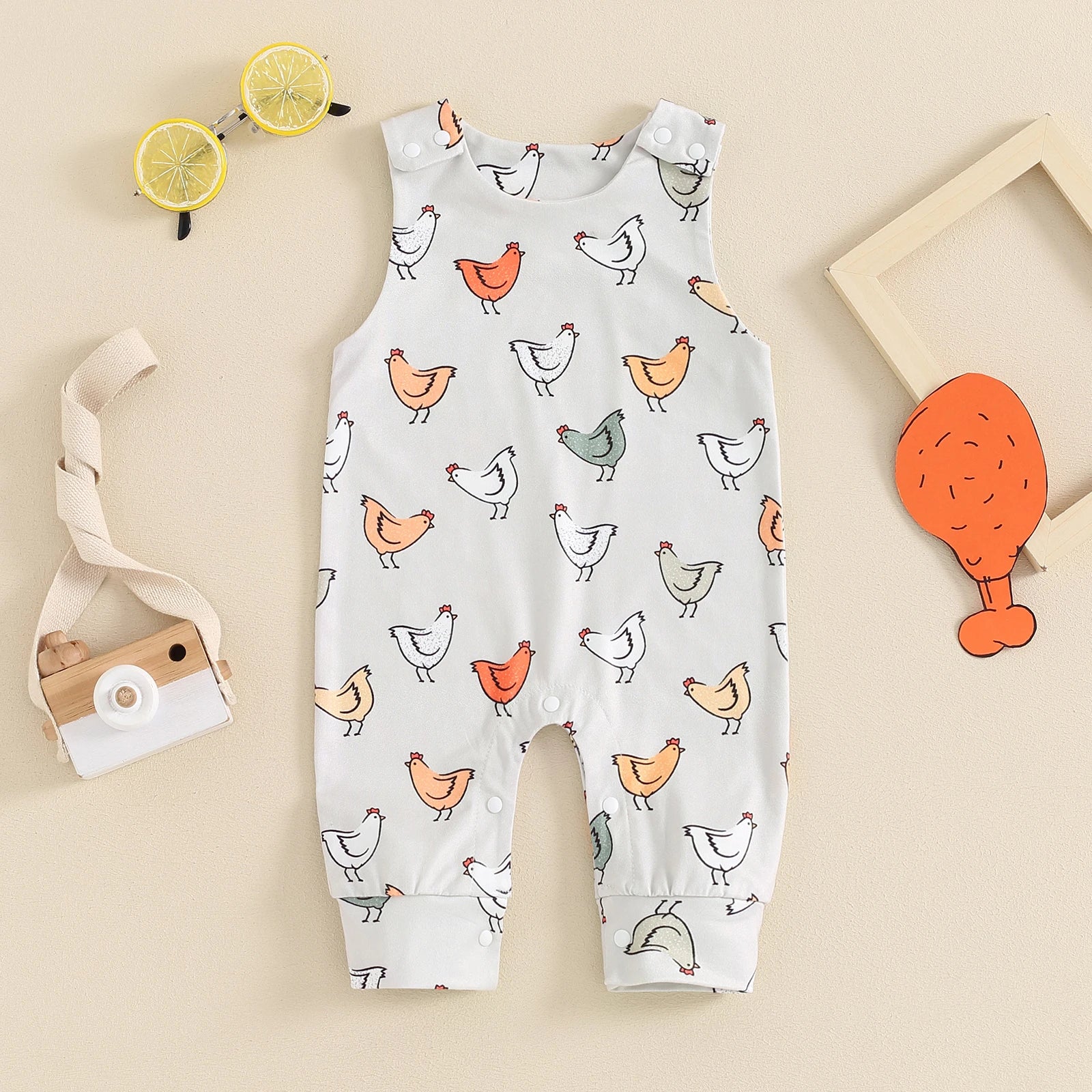 Citgeett Summer Infant Baby Girls Boys Rompers Print Straps Sleeveless Jumpsuits Overalls Clothes