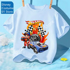 Summer Kids T Shirt Hot Wheels T-shirt Boys Girls Short Sleeve Tops Cartoon Cars Graphic Trucks Print T-shirt Children Clothing