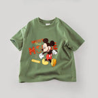 Disney Mickey Boys T Shirts Short Sleeved Tops Cartoon Cotton Kids Clothing Summer Casual Simple Children Tees Toddler Costume