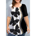 Large Size Loose Fit Women's T-shirt Summer New Short Sleeve Crewneck Tshirt Flower 3d Print Top Plus Size Ladies Clothing
