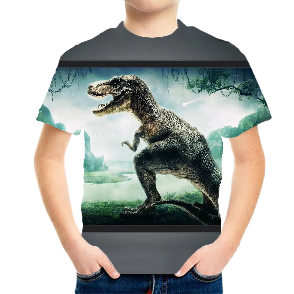 Children's Clothing Boys Tshirt Children's T-Shirts 3D Dinosaur Graphic Print Kids Summer Clothes Fashion Casual Tees Girl Tops