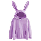 2025 Autumn And Winter New Women's Clothing Harajuku Wei Hooded Rabbit Hoodie Solid Color Loose Casual Women's Top Women's Coat