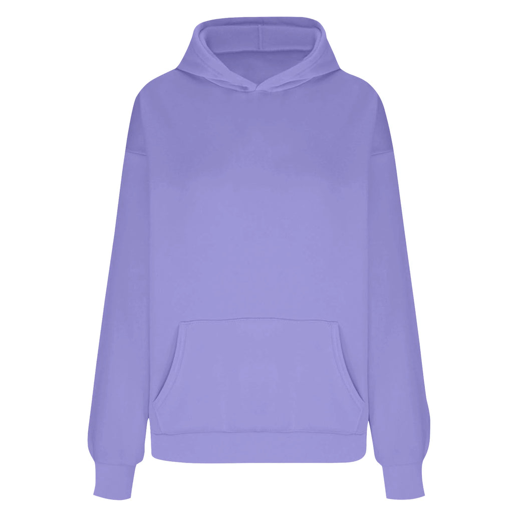 Plus Size Hooded Sweatshirt for Women Fall Fashion Casual Solid Color Pocket Hoodies Women's Clothing Street Hip Hop Hoody