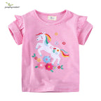 Jumping Meters 2-7T Striped Unicorn Cotton Girls T Shirts Summer Children's Clothes Short Sleeve Kids Tees Tops Baby Costume
