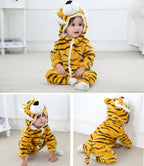 Cartoon Flannel Baby Rompers Unicorn Rabbit Dinosaur Pajamas Cotton Baby Boy Girls Animal Costume Baby Jumpsuit Kigurumi Outfits