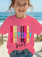 Girl Clothes Birthday Princess Printed Girls T-Shirt Happy Birthday Girl Party Outfit Tops Kids Short Sleeve Tshirt Kids Clothes