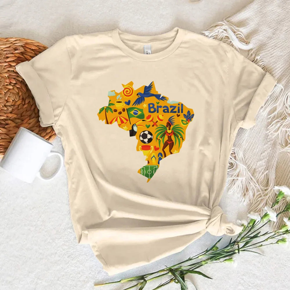 Women T-shirts   Brazil T-shirts Women Y2K Graphic Funny Tee Female Harajuku Clothes
