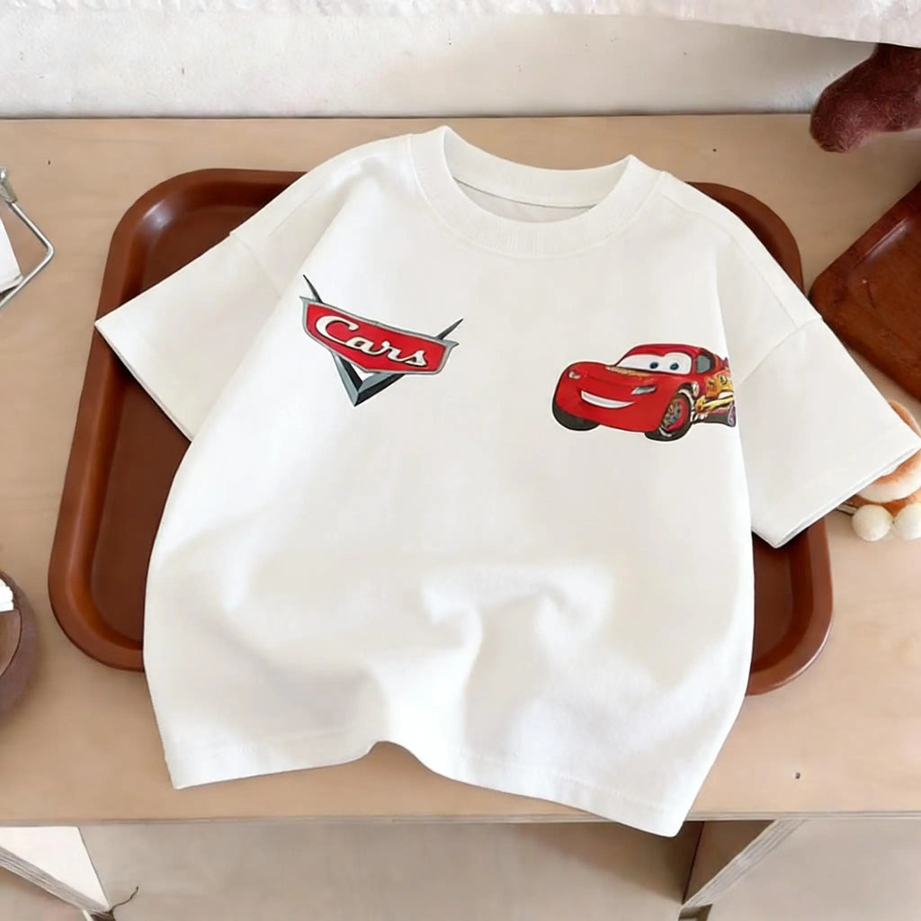 Summer Clothing Printed Cartoon Car Boys Tshirts Tops Short-sleeved Children's Wear Round Collar T-shirt Kids Costume T Shirts