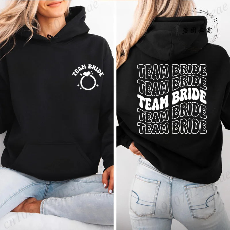Personalized Womens Bridal Shower Print Hoodie Personalized Sweatshirt Tops Casual Pullover Hoodie Bachelorette Party Sportwear
