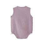 Summer Solid Newborn Baby 100% Cotton Linen Bodysuits Boy Girl Sleeveless Romper Jumpsuit Soft Skin-friendly Thin Comfy