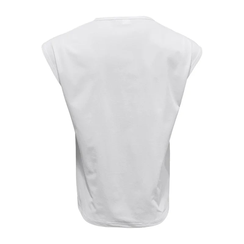 Amazon cross-border American summer new vest men's loose youth casual solid color thin shoulder T-shirt for men