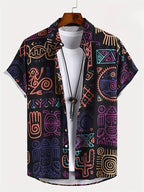 Hawaii Shirts for Men 3D Paisley Graphic Short-sleeved T-shirt Casual Lapel Buttons Male Tops Summer Oversized Bohemian Man Tees
