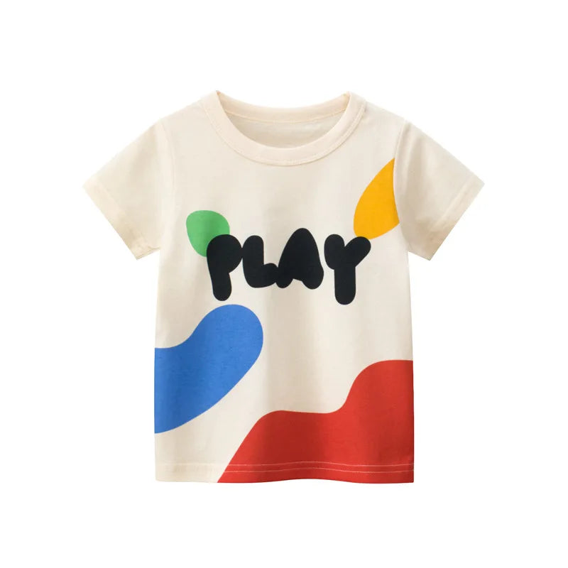 2025 Summer 2-8 Years Kids Girl Shorts Sleeve T-shirts Printed Little Girl Top Baby Girl T Shirts Children Toddler Girl Clothes