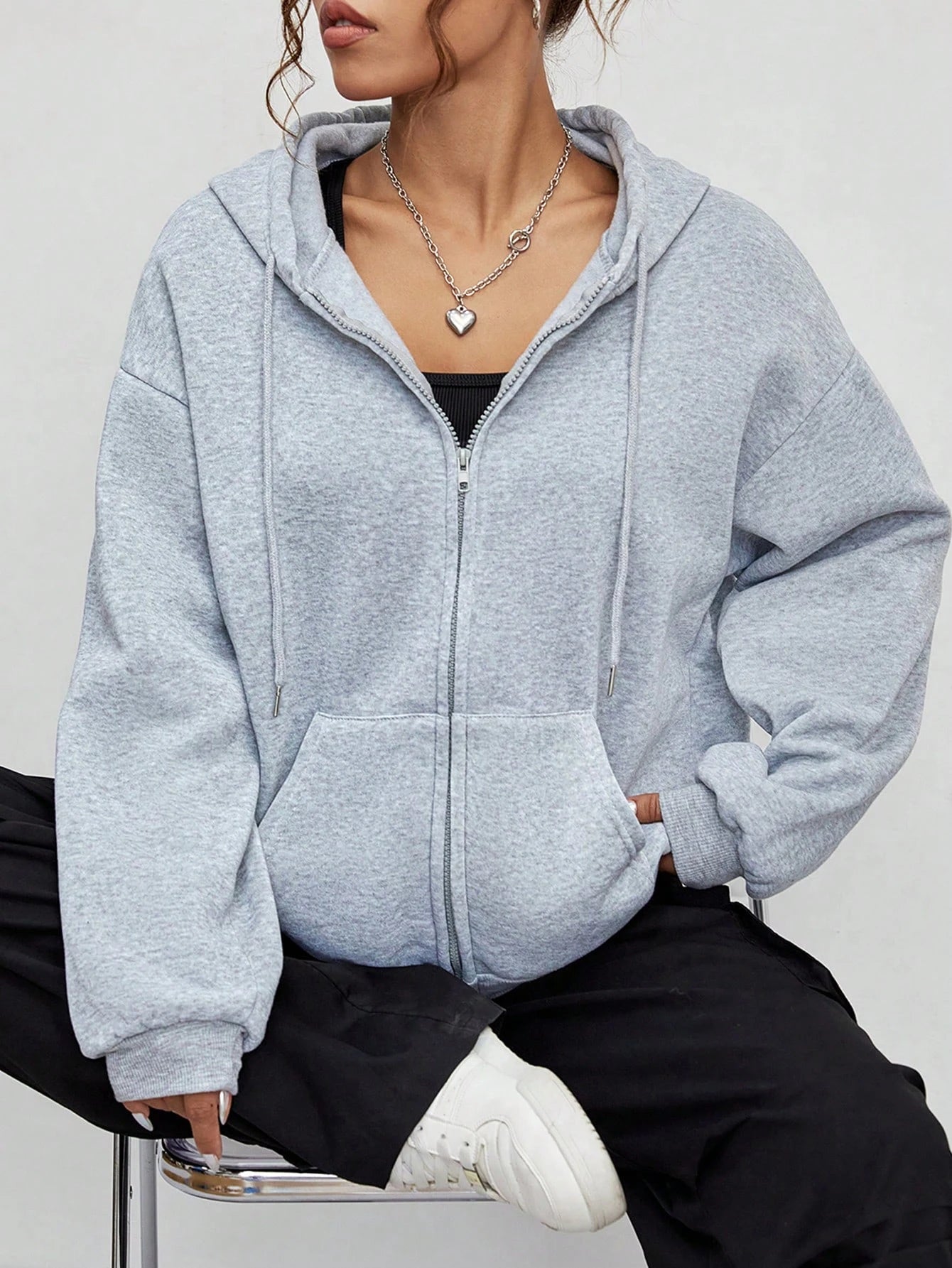 New Solid Zipper Hoodie Women Warm Fleece Hoodies Autumn Casual Hoody  Street Pocket Sportswear Oversized All-Match Female veste