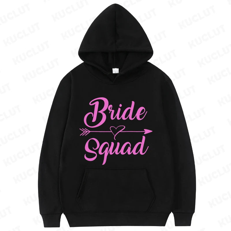 Team Bride Squad Hoodies,  Arrow Heart Graphic Sweatshirts, Women's Casual Hooded Tops for Bridal Wedding & Bachelorette Party
