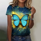 Women's T-Shirts Flowers Fashion Print O Neck Short Sleeve Tees O-Neck Personality Women Summer Harajuku Loose Female Clothing