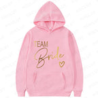 Team Bride Matching Hoodies Women Soft Casual Bridesmaid Bachelorette Party Gift Hooded Sweatshirts Wedding Group Outfits Tops