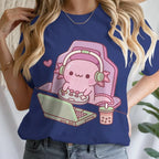 Girls' Summer Clothes Cute Axolotl Playing Games Graphic T-Shirt 3D Print Tie Dye Children's Clothing for Girl Short Sleeve Tee