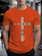 Mens Jesus Is King T-Shirts,The Way The Truth The Life Tops,Bible Verse Jesus Shirt,Mens Christian T-Shirt,Cross Vintage Tees