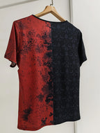 Plus Large size women's floral print V-neck short-sleeved T-shirt casual knitted micro-stretch top pullover