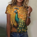 Fashion Women's T-shirt With Cute Peacock Graphic 3D Printed Short Sleeve Summer T-shirts Oversized Loose Women's Clothing