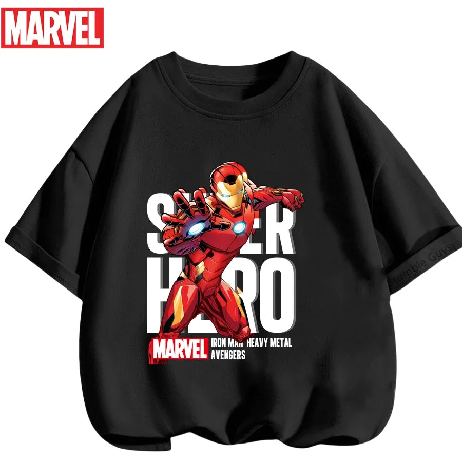 Kids Marvel Iron Man Avengers T-Shirt Boys Girls Summer Casual Tees 2026 New Anime Clothes