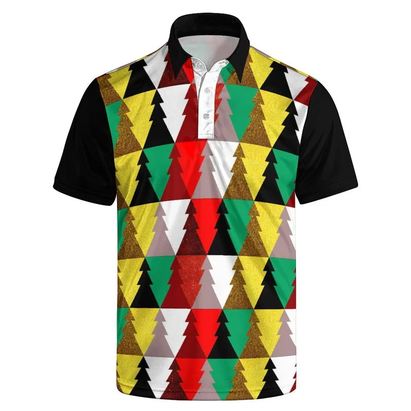 Fashion USA Flag Pattern Polo Shirt For Men 3D Print Short Sleeves T-shirt Hot Sale Street Summer Button Loose Lapel T Shirts