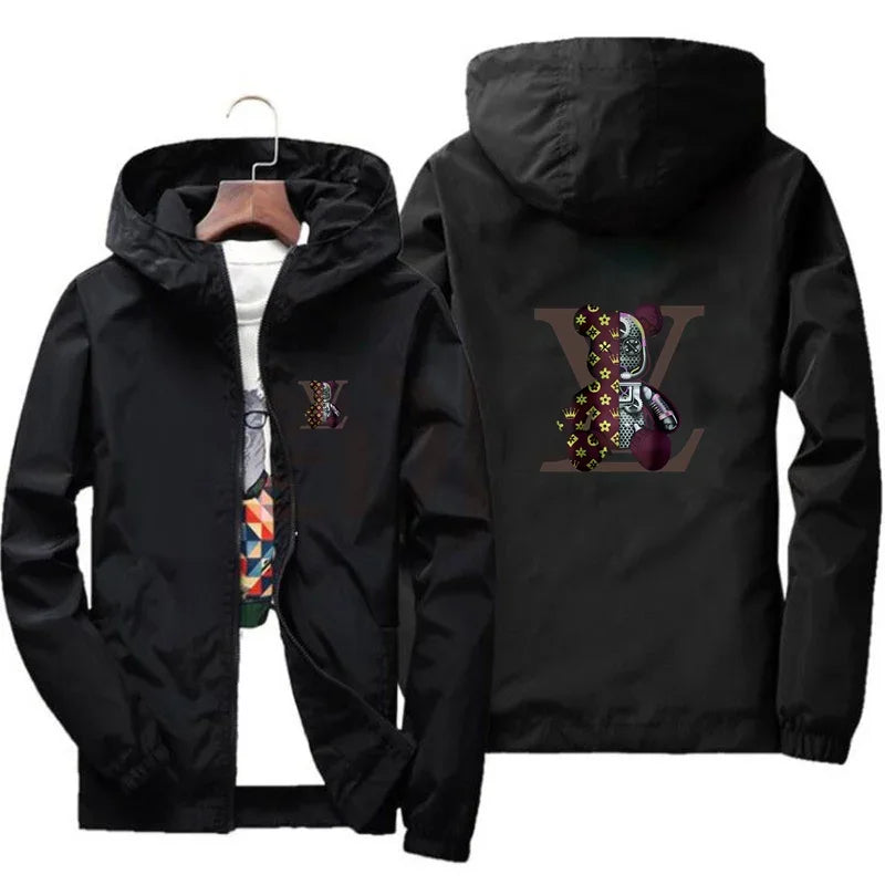Spring and autumn casual printed zipper hooded jacket, fashionable new windproof and waterproof men's outdoor sportswear