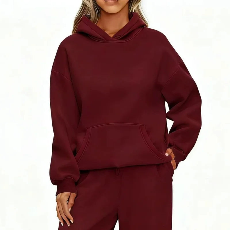 Autumn Winter Casual Sports hoodie Sweatshirt Solid-color long-sleeve Women's Fashion Loose hoodie Women's tops pullover