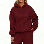 Autumn Winter Casual Sports hoodie Sweatshirt Solid-color long-sleeve Women's Fashion Loose hoodie Women's tops pullover