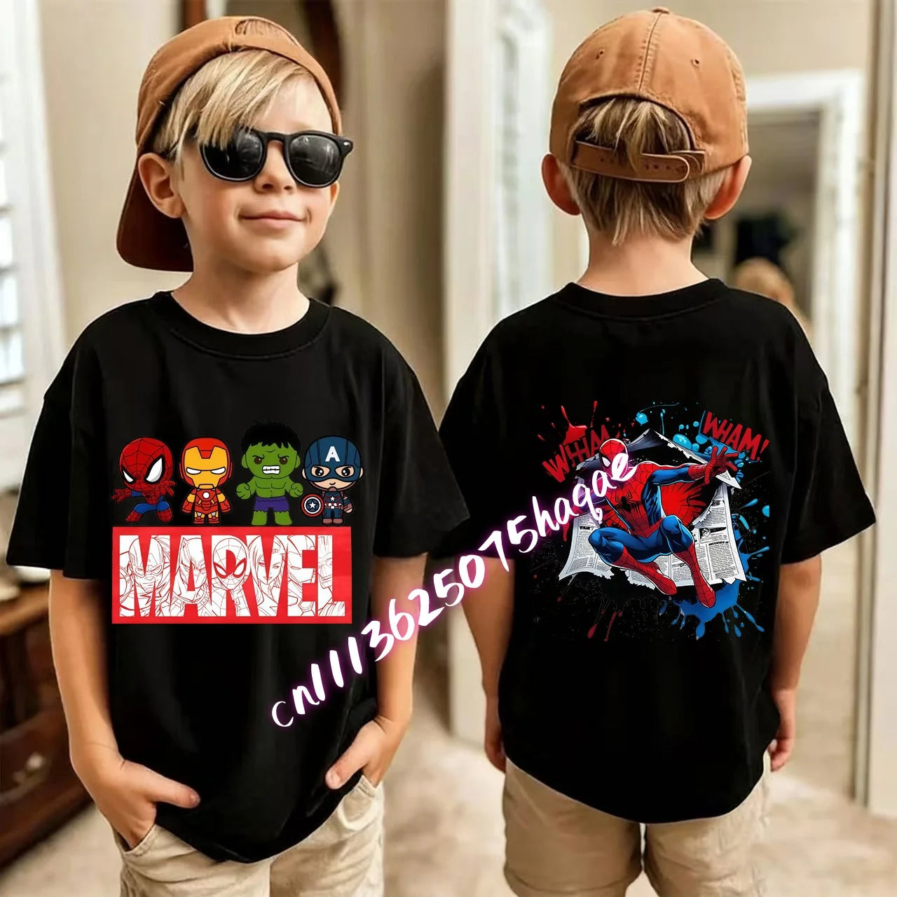 Kids Summer Cute Spider-Man Print Children's Short-Sleeved T-Shirt for Girls Boys 100% Cotton - Fashionable Short Sleeve
