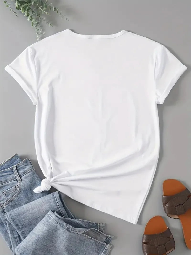 Women T-shirt Funny Flower Butterfly Print T-Shirts for Women Summer Round Neck Tee Shirt Femme Fashion Casual T-Shirts
