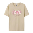 God Is Good Christian Jesus Bible Verse Bow Print T-shirts Short Sleeve  Women Shirt Fashion Graphic Tops Female Clothing