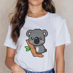 Women Cartoon Kawaii Animal Koala Print Woman Tshirt Harajuku Ropa Mujer Graphic Plus Size T-Shirt Casual Streetwear  Tees