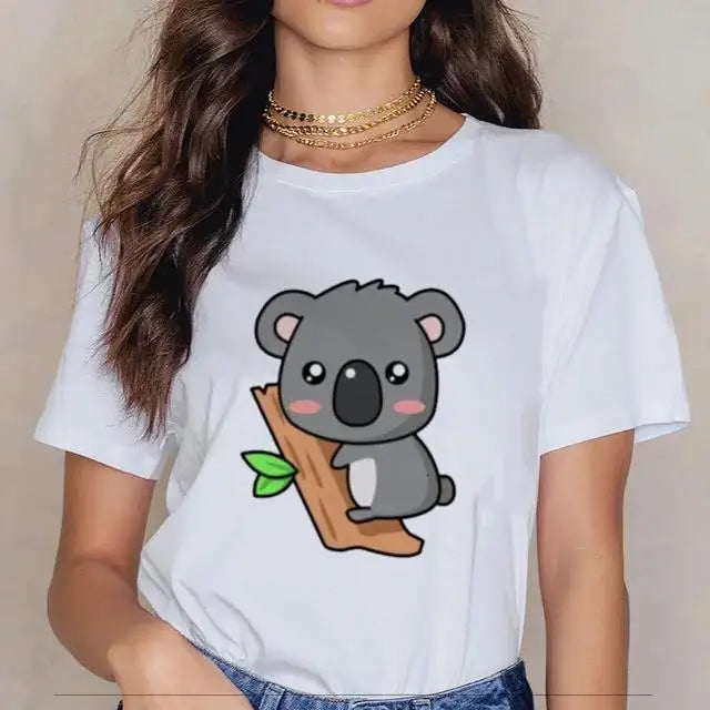 Women Cartoon Kawaii Animal Koala Print Woman Tshirt Harajuku Ropa Mujer Graphic Plus Size T-Shirt Casual Streetwear  Tees