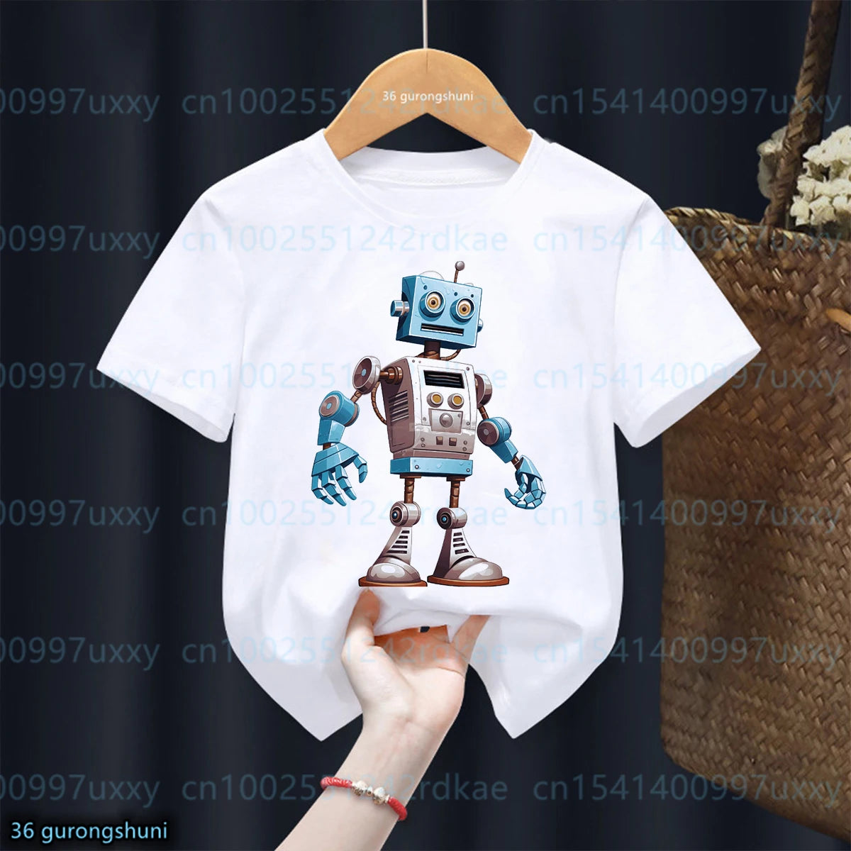 New Boys T-shirt Cool Robot Print Tshirt Fashiona Trendy Boys Clothing Cute Baby Tshirt Summer O-Neck boys Top 1-15 yeas old