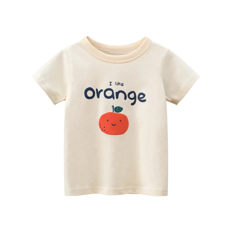2025 Summer 2-8 Years Kids Girl Shorts Sleeve T-shirts Printed Little Girl Top Baby Girl T Shirts Children Toddler Girl Clothes