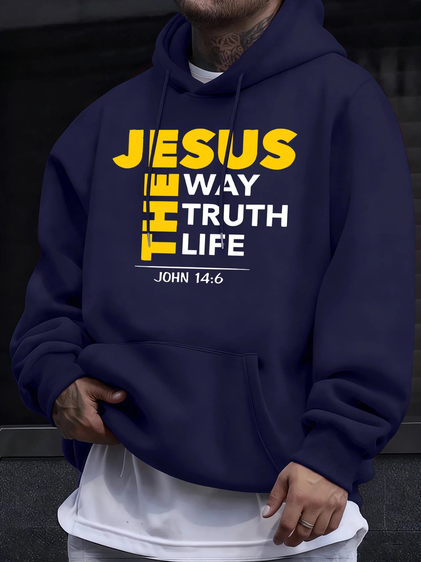 Jesus The Way Truth Life Prints Men On Clearance Sale Spring Hoodies Pocket Fleece Soft Clothes All-Match Casual Long Sleeve