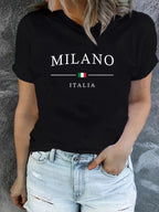 Milano Italy Print Plus Size T-shirt Women's Harajuku Short Sleeve Casual Women's T-shirt Clothing Street Tops Aesthetic Clothes