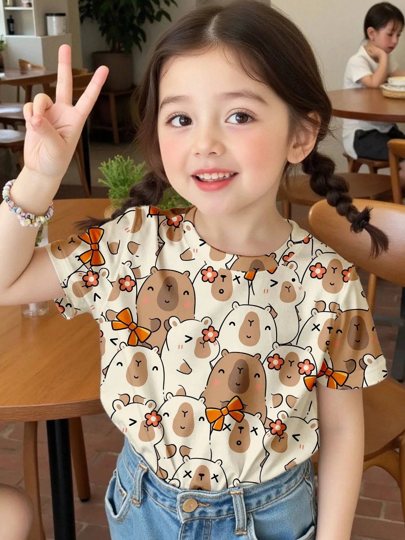 Girl Clothing Summer 3D Print T-Shirt Kawaii Cat Graphic Kids Girls Clothes Outdoor Short Sleeve Causal Children Top for Girls