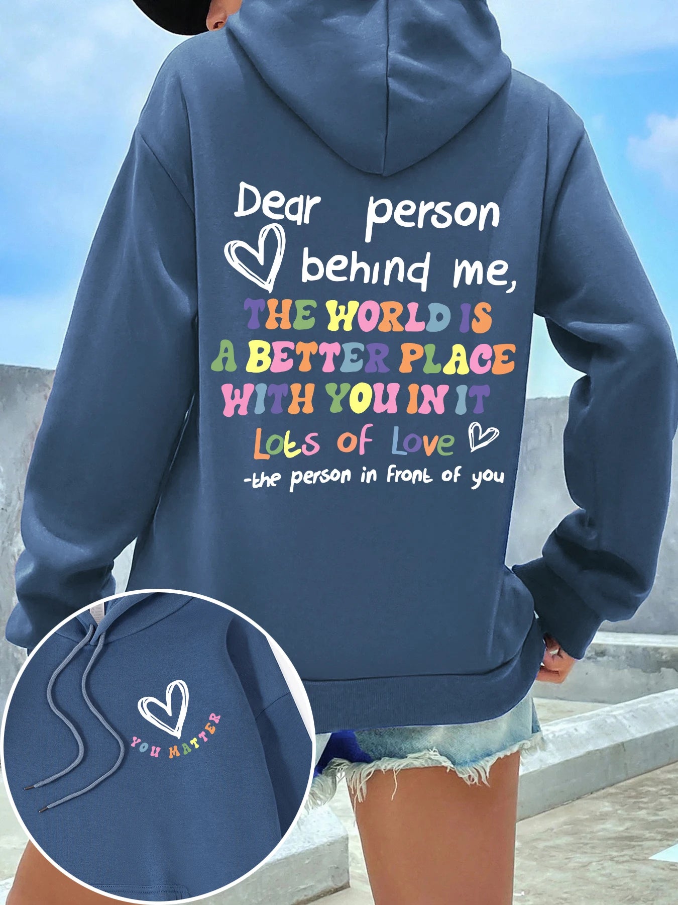 Dear Person Behind Me Plus Size Hoodie Women Colored Letters Warm Fleece Hoody Fur-liner Spring Autumn Sweatshirt Y2K Casual Top