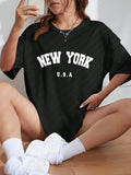 U.S.A New York USA City Street Printed Women T Shirts Breathable Summer T-Shirt Fashion Plus Size Clothing O-Neck Short Sleeve